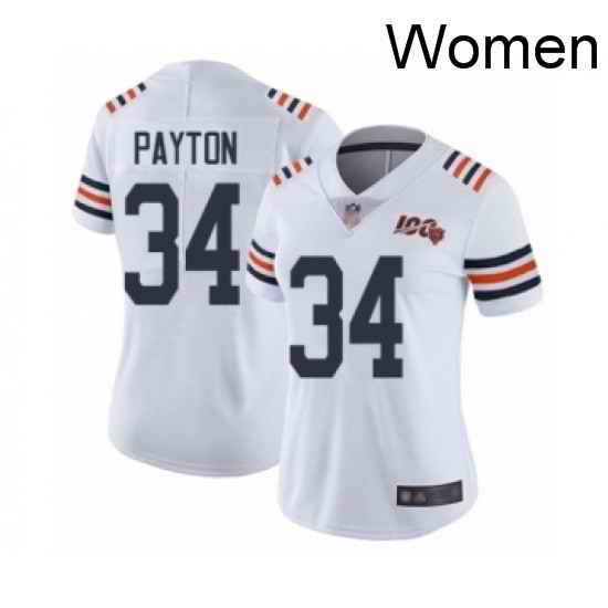 Womens Chicago Bears 34 Walter Payton White 100th Season Limited Football Jersey